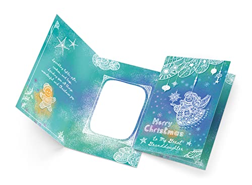 Merry Christmas Card For Great Granddaughter | Made In America | Eco-Friendly | Thick Card Stock With Premium Envelope 5In X 7.75In | Packaged In Protective Mailer | Prime Greetings #TOP2
