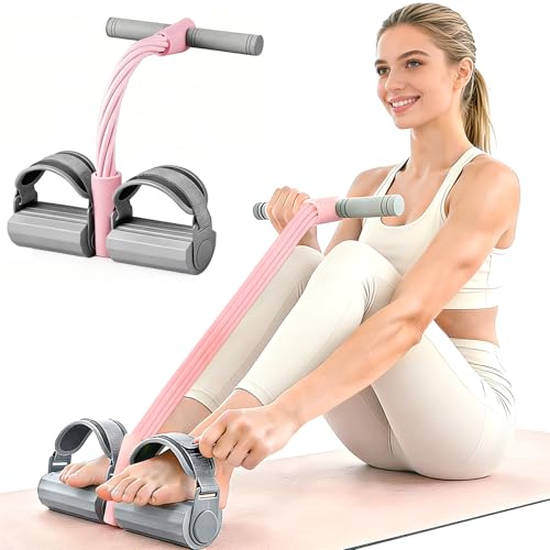 Adjustable Ankle Strap Bands Resistance with Handles, Upgraded 6 Tube Pedal Resistant Band, Natural Rubber Foot Pedal, Fits All Foot Sizes, Fitness Resistance Band for Abs, Waist, Arms and Legs
