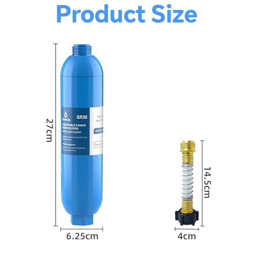 Image of RV Water Filter with 2 Flexible Hose Protector NSF Certified Camper Water Filter for Reduces Chlorine, Bad Taste, Odor, RV Inline Water-Filters for Garden Camper and Pool 2 Pack
