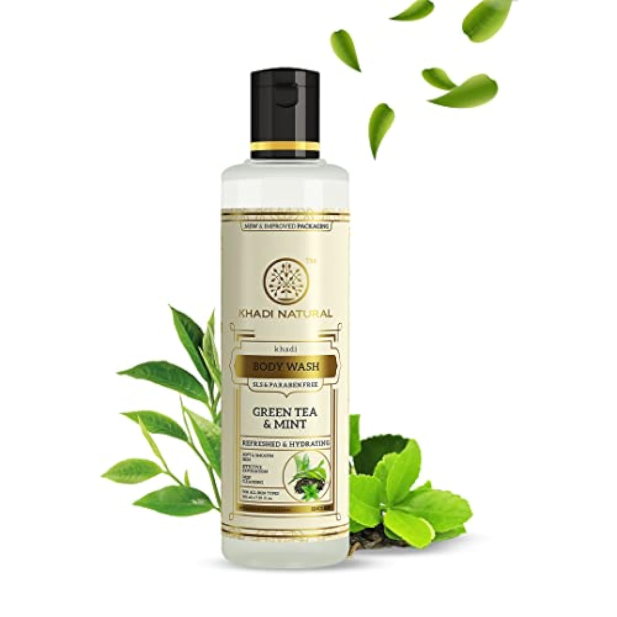 Green Tea and Mint Herbal Body Wash 210 ml, SLS and Paraben Free