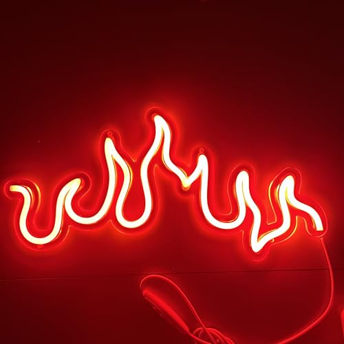 Image of Sport LED Neon Sign Super Bright Acrylic Handmade Ball Led Light Neon Lights Sport Signs for Shop Window Store Display Beer Bar Nightclub Grand Opening Gift (Flame)