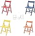 4 Bunte Klappstühle aus Klappstuhl aus lackiertem Holz für Camping, Haus und Garten Rot, Blau, Gelb, Orange
