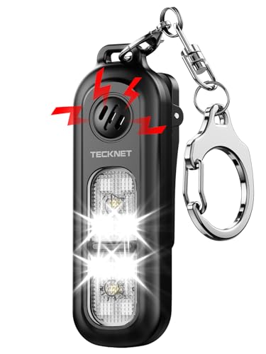 TECKNET Alarme Personnelle Anti Agression - 130 DB - Alarme personnelle avec lumière stroboscopique SOS, Alarme Rechargeable IPX4, Alarmes de Poche pour...