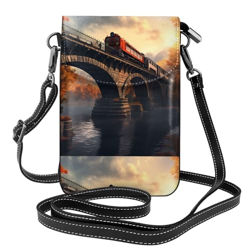 Sac téléphone portable femme pratique et multifonction en cuir à motif artistique