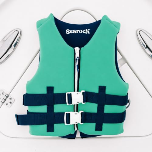 SearocK Childrens Life Jacket US Coast Guard Approved Infant & Youth Life Vest for Boating Fishing & Water Sports Kids & Toddler PFD with Secure Buckles (Morehead Green Youth (50-80 lbs))