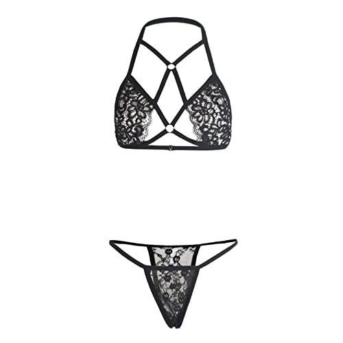 Body ouvert et soutien-gorge en dentelle ensemble lingerie sexy design noir 2026