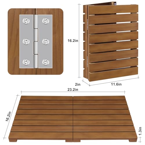 HONGJUNLEE Foldable Teak Shower Mat for Bathroom and Spa #TOP10