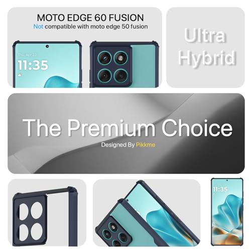 Image of Pikkme Back Cover for Motorola Moto Edge 60 5G / Motorola Moto Edge 60 Fusion 5G | Ultra Hyrbid | Full Camera Protection | Raised Edge | Crystal Clear Transparent Bumper Case (Blue) | Ultra Hyrbid