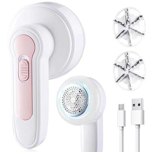 Quitapelusas Electrico, Quita Pelusas para Ropa con 3 Cuchillas & USB, Rápido Portátil Quita Bolas de la Ropa Recargable Maquina Quitar Bolitas Ropa Quitapelusas Ropa para Sueter/Abrigo de Lana/Manta