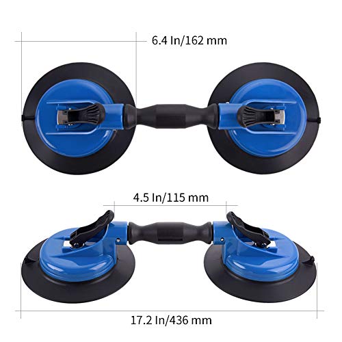 Imt Heavy Duty Dual Vacuum Suction Cup Glass Lifter With Curved Pads, Strength Handheld Stone Handling Tool, 330Lb Horizontal Suction Cup #TOP4