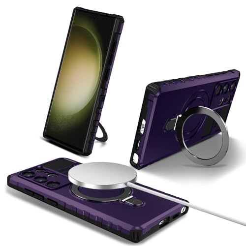 Coque Samsung S22 violette avec anneau support et protection magnetique rigide