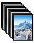 QWORK® 10Pcs A4 Magnetic Frames, Adhesive Magnetic Display Frame, Black, for Ads, Notices, Documents
