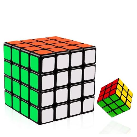 Magisk Kub Qiyi 4x4 + 3x3 minikub, 4x4x4 hastigheter kub magiskt Problemlösande pussel, hastighetskub speedcube magic för barn och presentvuxna, sticker PVC Klibbfri Kub Färg Svart