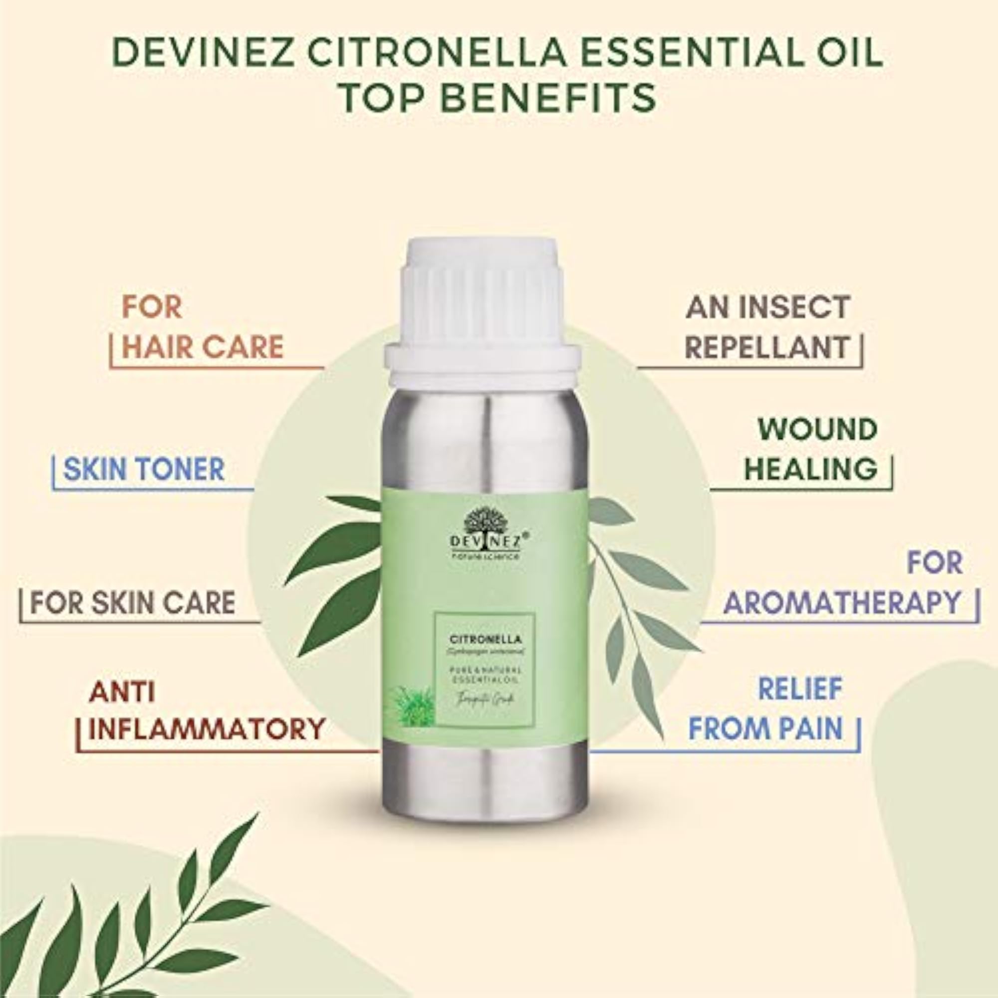 Citronella Essential Oil - 1000ml, Pure Natural