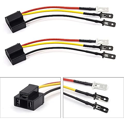 Ourbest H4 9003 HB2 Wiring Harness Headlights Wire Sockets H4 to 3 Pin Adapter for 4"x6" 7"x6" 5"x7" 6x8 inch Car Truck Pickup Heavy Duty Headlamp H4 Plug Pigtail 2Pcs Cover