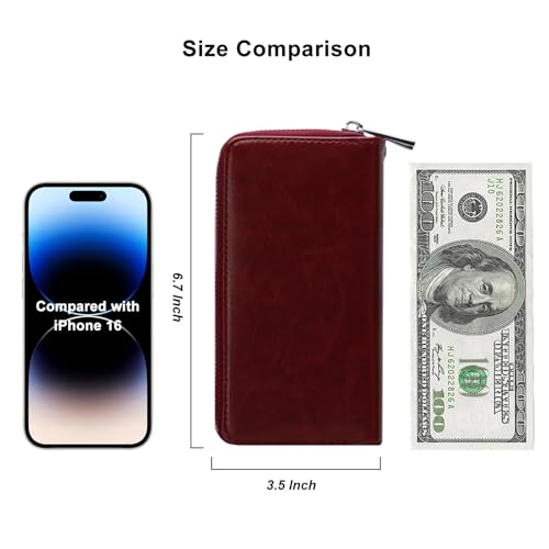 Image of Cellphone Wallet for Women Dual Zipper Long Purse with Removable Wristlet