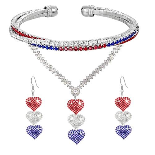 Juego de joyas del Día de la Independencia para mujer con bandera americana