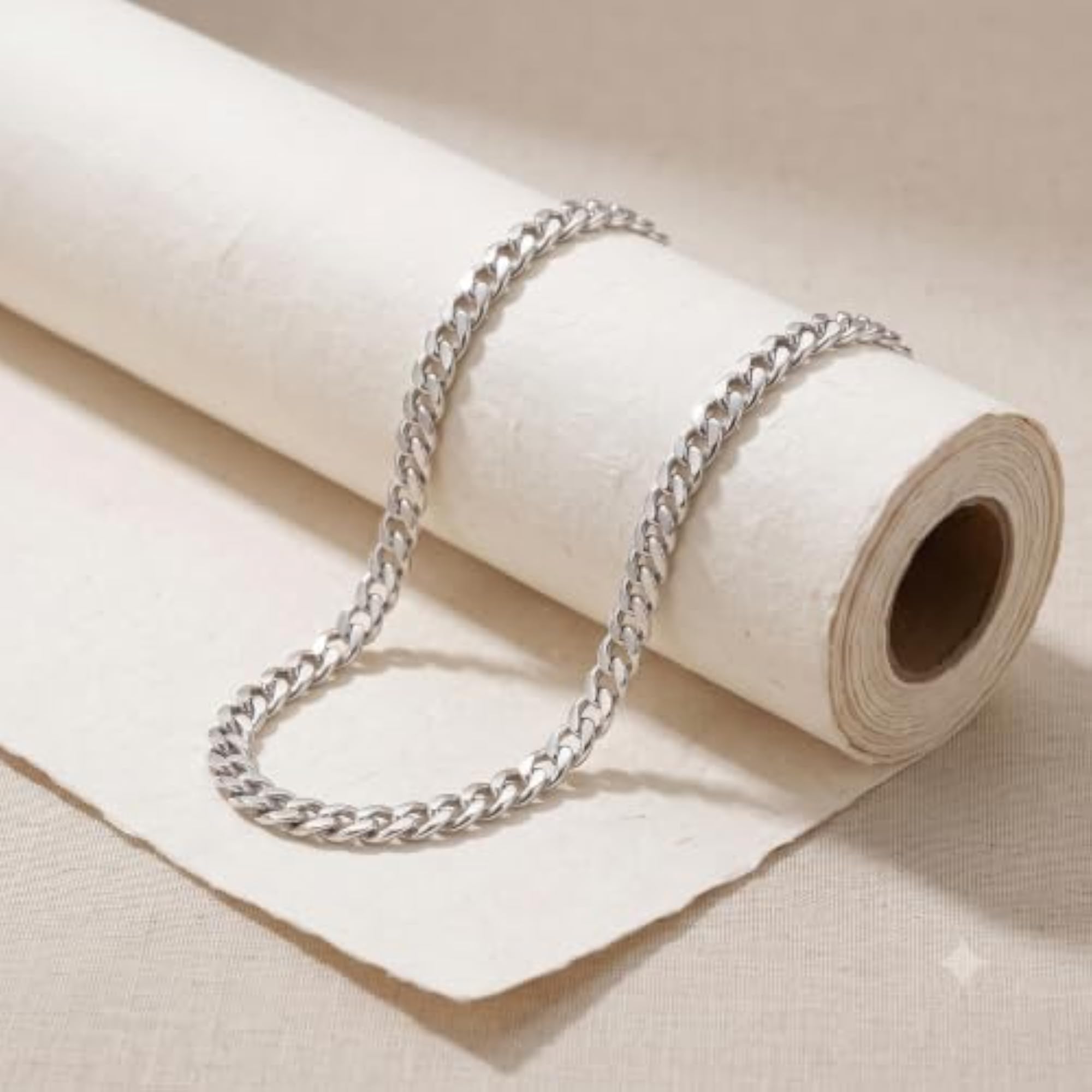 Stainless Steel Silver-Plated Heavy Cuban Link Chain Necklace for Men
