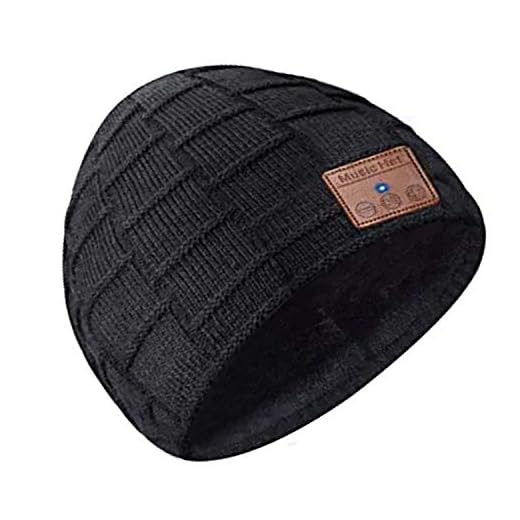 Zonman Bluetooth Beanie Hat Wireless 4.2 Hands-Free Knit Music Cap with HD Stereo Speaker Headphone Mic Rechargeable USB for Winter Fitness Outdoor Sports (Y01-Black)