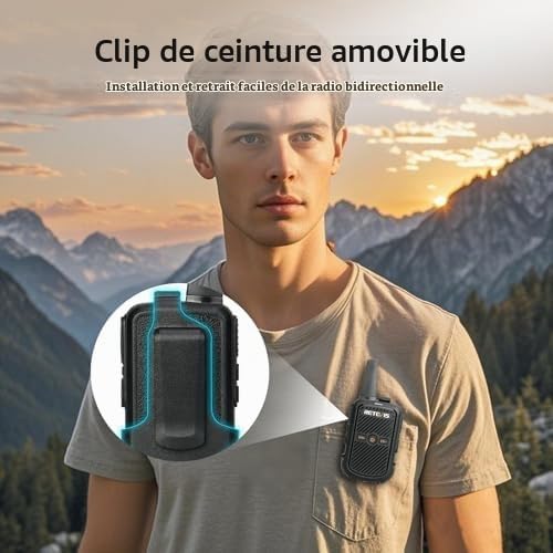 Retevis RT15 Talkie-Walkie, Rechargeables Talkies Walkies Portable Professionnelle, Son Clair, VOX, Mini Radio Bidirectionnelle Longue Portée pour Cadeaux de Famille, Camping (Noir, 1 Paire)