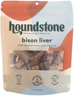 ADC Houndstone & Co. Bison Liver Freeze-Dried Dog Treats, 2 oz Bag - All-Natural & Ethically Sourced, Made in USA