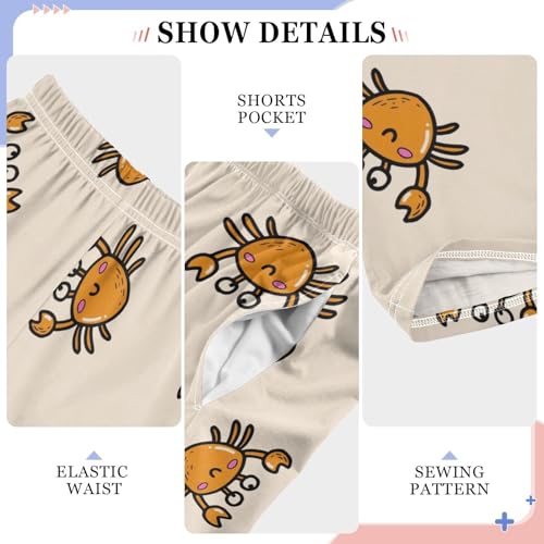 ZZXXB Lovely Crab Pattern Boys Long Pants Soft Trousers Elastic Waist Kids Lounge Bottoms with Pockets S-XL4