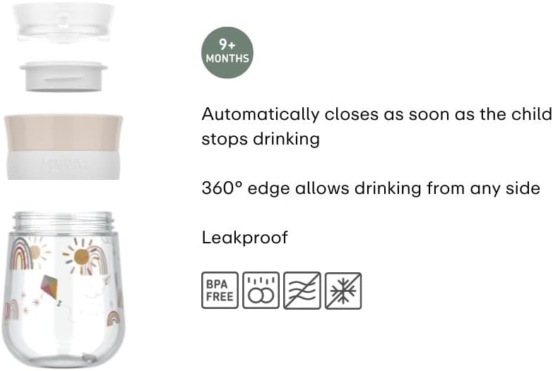 Mepal - 360° Mio Little Dutch learning cup - Leak-proof - 360 rim allows you to drink from either side - Intelligent lid closes when drinking stops - 300 ml - Forest Friends