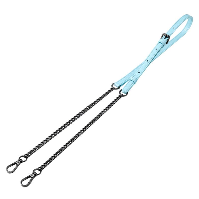 Sangle bandoulière de rechange en cuir bleu et chaîne noire pour sac