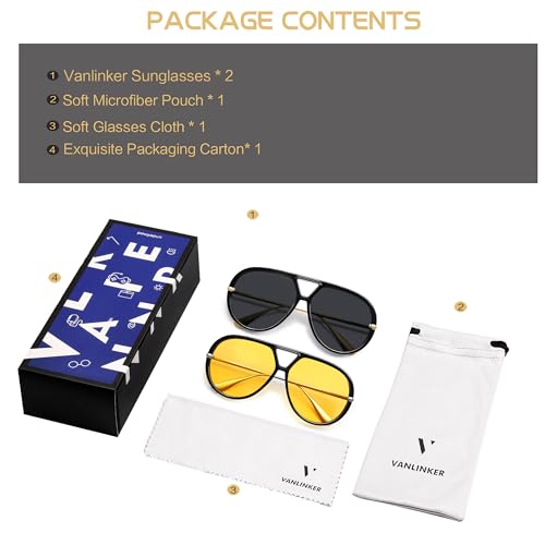 Image of VANLINKER Oversized Trendy Polarized Aviator Sunglasses for Women Men Retro Round Sunglasses Vintage Shield Shades VL9798