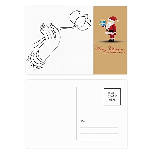 Cartes postales bouddhistes zen avec lotus et Père Noël pour vœux de fin d'année