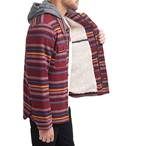 Image of Levi's mens Plaid Sherpa Lined Hooded Shirt Jacket (Regular & Big & Tall Sizes)