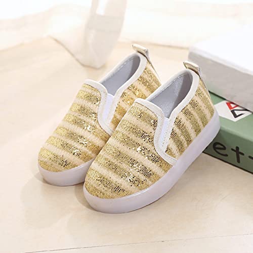 Toddler Girls Canvas Shoes Glitter Slip On Sneakers Light Up Shoes Casual Loafers for Infant Toddler Tennis Shoes3