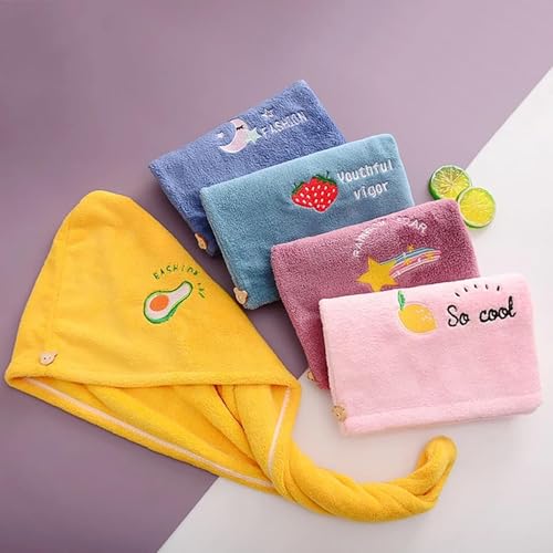 Image of DIVYAM Microfiber Hair Towel Wrap for Women | Quick-Dry Soft Hair Drying Cap with Elastic Loop | Lightweight Magic Head Wrap for Long, Curly & Wet Hair (Multicolor, Set of 2)