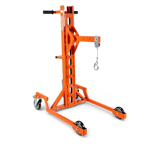 Image of Superhandy Portable Hydraulic Crane Lift, Tool-Free Disassembly, Foot Pedal Operation, 6-Inch PU Wheels with Brakes, No Power Required, for Trucks, Garages & Workshops