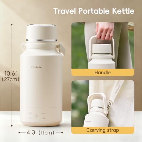 Image of 33.8 Oz /1000mL Portable Electric Kettle,304 Stainless Steel Travel Kettle Electric,4 Temp Settings with Holding Heat,600W Fast Boiling Water with Auto Shut-Off and Boil Dry Protection