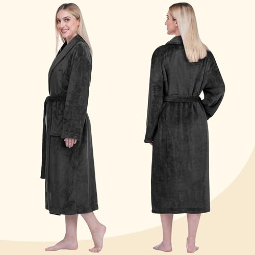 Image of PAVILIA Womens Robe Fleece Plush Soft, Fluffy Fuzzy Cozy Warm Bathrobe, Shower Spa House Long Robe for Women
