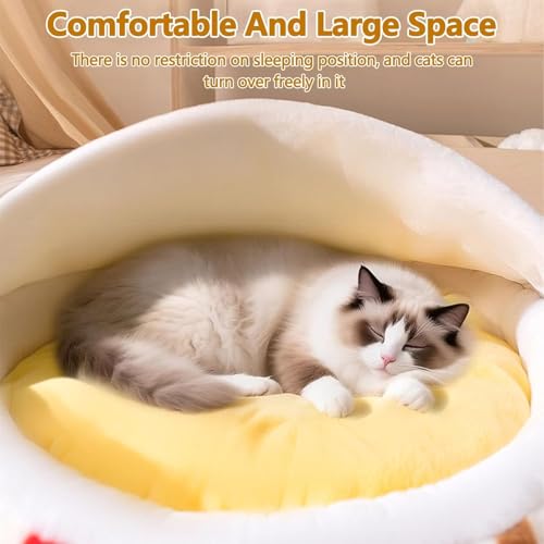 Panier chat rond lavable et abri confortable coussin doux antidérapant M - 3