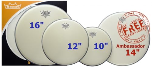Remo Ambassador Casque à tête sablée Rock pour batterie acoustique