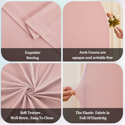 Image of 7.2FT 6FT Arch Backdrop Cover for Wedding, Set of 2 Stretchy Spandex Fitted Arch Stand Cover for Baby Shower, Birthday Party Decor, Chiara Backdrop Cover with Double-Sided Design(Dusty Pink)
