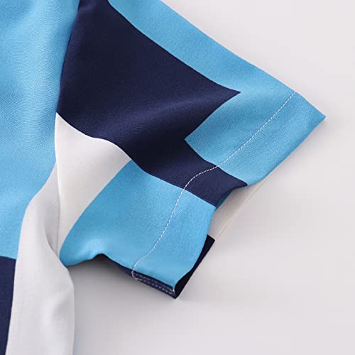 Boys Short Sleeve Button Down Shirt,Lightweight Casual Summer Print Dress Shirt Tops 2 Blue Tag 130Cm-Us 5-6 Years #TOP2