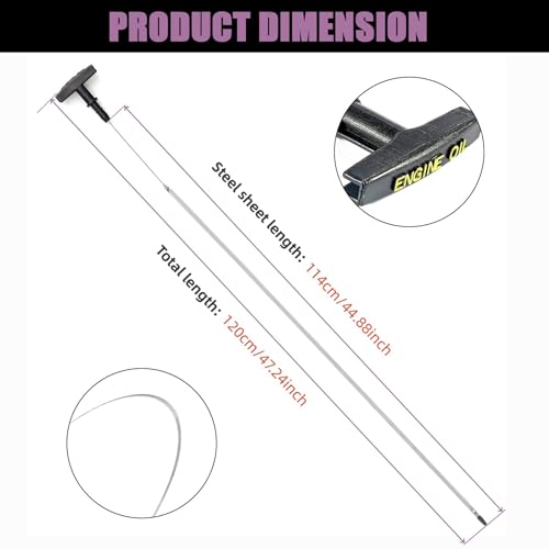 Image of AUCERAMIC 5086843AB Engine Oil Level Dipstick with Black Handle Fit for 2003-2006 Dodge Ram 2500 3500 Pickup 5.9L 2005-2006 Dodge RAM 4000 Diesel 5.9L L6 Turbocharged Stainless Steel