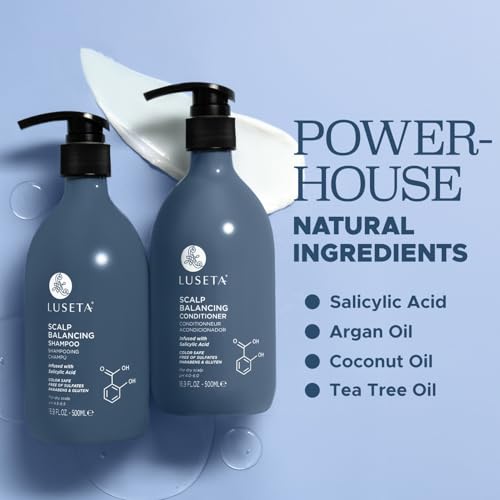 Image of Luseta Salicylic Acid Shampoo and Conditioner Set for Men and Women, Scalp-Balancing, Reducing Build-up, Flake Control Shampoo for Men, Clarifying Shampoo for Refreshing, pH-Balanced, 2 x 16.9 Fl Oz