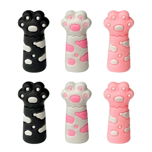 6 UNIDS Adorables Tapas De Lápiz De Pata De Gato Cubiertas De Punta De Silicona Para Suministros Escolares Y De Oficina Preciosas Tapas De Garra De Gato Soporte Extensor Adornos De Silicona