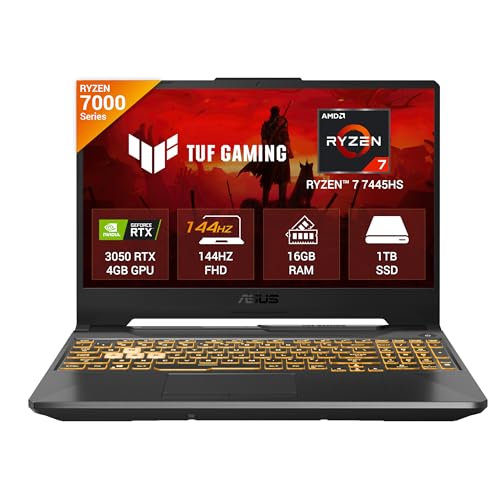 ASUS TUF A15 (2025) AMD Ryzen 7 7445HS,Gaming Laptop,RTX 3050-4GB,75W TGP,16GB RAM (Upgradeable Upto 64GB) 1TB SSD,FHD,15.6",144Hz,48Whrs,M365 Basic (