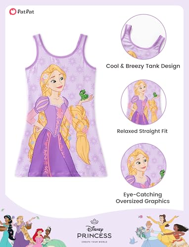 Image of Disney Stitch Princess Frozen Elsa Minnie Mouse Girls Tank Dress Sleeveless A-Line Sundress Summer Beach Clothes 2-9 Years