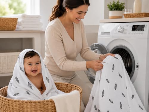 Image of 100% Cotton Muslin Baby Swaddle & Bath Towel, 120 x 120 cm (47 x 47 Inches), Soft & Breathable Newborn Baby Swaddle Wrap, Lightweight Cotton Baby Blanket, 0-18 Months, Black Plus +Black Wing, Set of 2