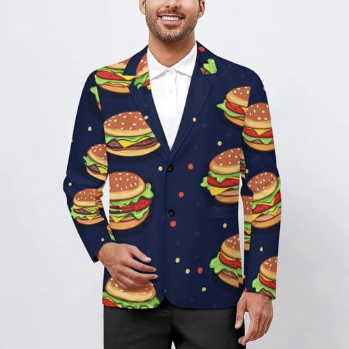 Cartoon Hamburger Classic Suits Blazer for Men Business Tuxedo Jacket Sport Coat Two Buttons2