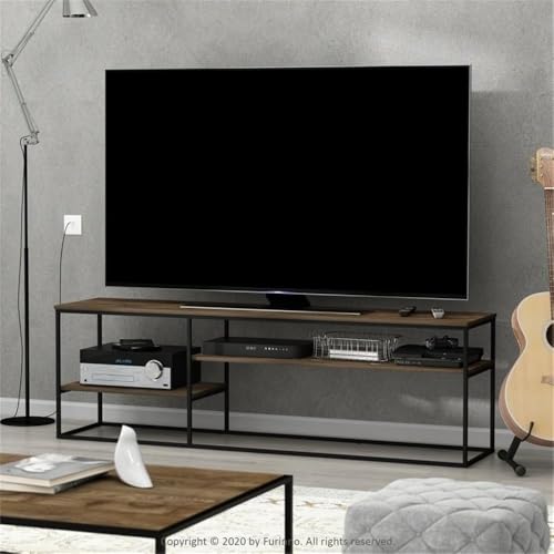 Image of Furinno Moretti Modern Wide Stackable Metal Shelf, French Oak Grey