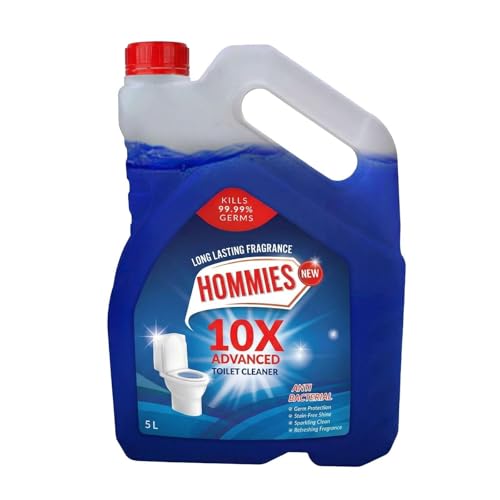 Image of Hommies Advanced Toilet Cleaner Liquid, 5 Litre | 10X Power Stain Remover | Kills 99.9% Germs in 5 Minutes | Rapid Action Formula for Tough Yellow Stains & Limescale | Economy Bulk Refill Pack
