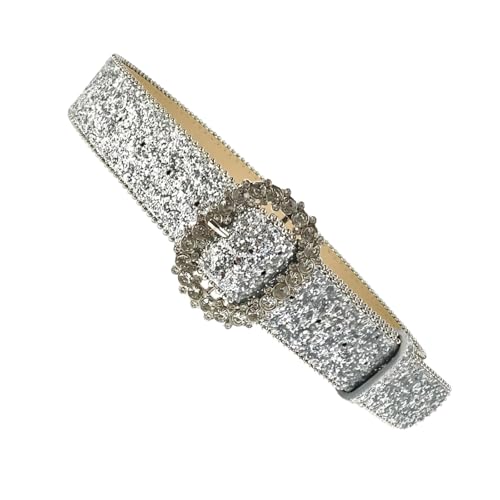 Blingbling Rhinestones Buckle Belt for Women Girl Sequins PU Belt for Evening Party Dresses New Year Party Waist Ornamen - Main Image